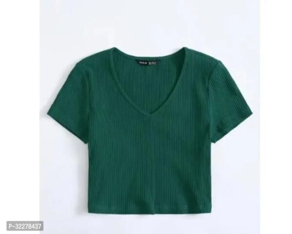 Elegant Green Lycra Solid Crop Length Top For Women