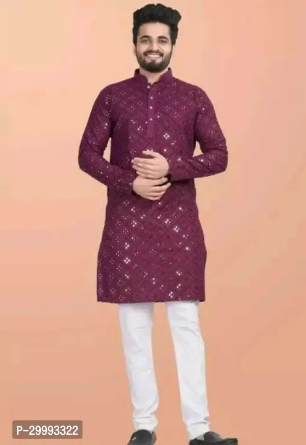 Men Embroidered Cotton Silk Straight Kurta