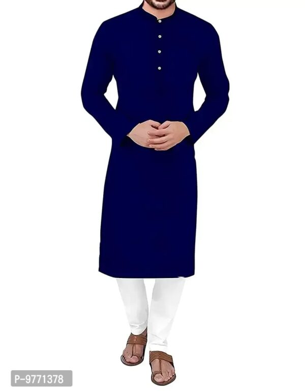 Fshway Men's Cotton Regular Kurta (Men's Ethnic Single Kurta_Dark Blue_L)