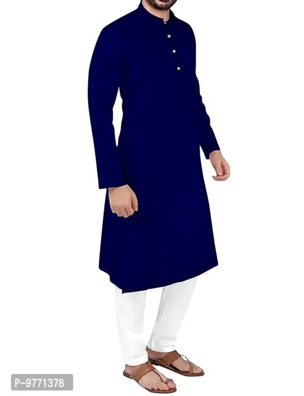 Fshway Men's Cotton Regular Kurta (Men's Ethnic Single Kurta_Dark Blue_L)