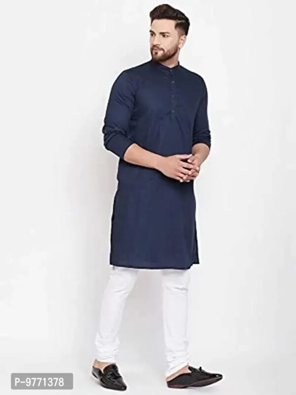 Fshway Men's Cotton Regular Kurta (Men's Ethnic Single Kurta_Dark Blue_L)