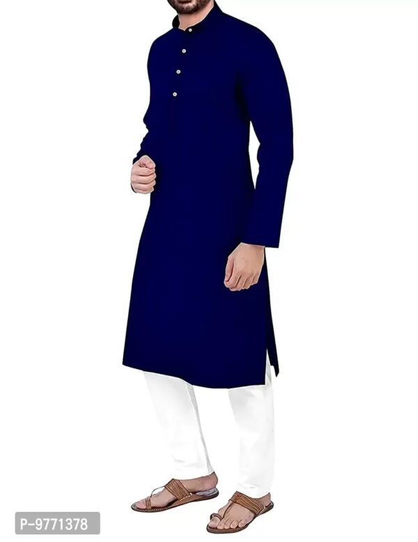 Fshway Men's Cotton Regular Kurta (Men's Ethnic Single Kurta_Dark Blue_L)