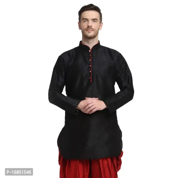 Banity Bey Men's Dupion Regular Fit Kurta |Soft and Comfortable Kurta |Ethnic Kurta Special for Mens (Black)