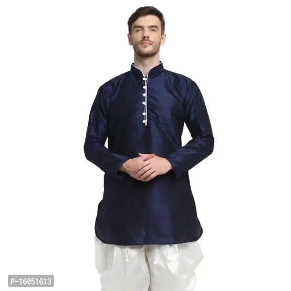 Banity Bey Men's Dupion Regular Fit Kurta |Soft and Comfortable Kurta |Ethnic Kurta Special for Mens (Navy)