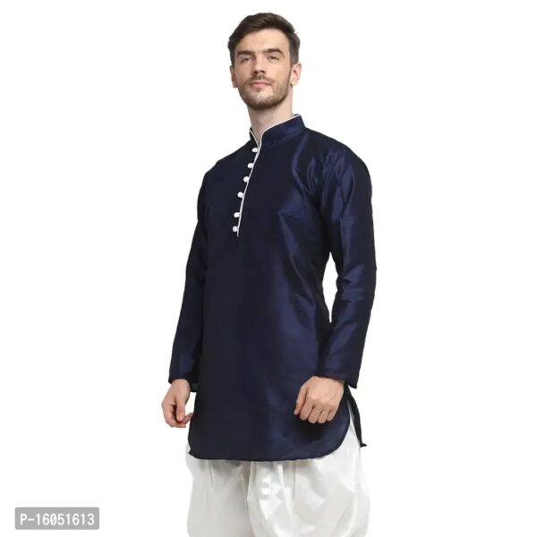 Banity Bey Men's Dupion Regular Fit Kurta |Soft and Comfortable Kurta |Ethnic Kurta Special for Mens (Navy)