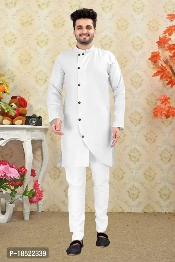 NNC NEW MEN'S COTTON BLEND CROSS PATTERN KURTA AND PAIJAMA WITH SIDE POCKETS(KURTA+ PAIJAMA).