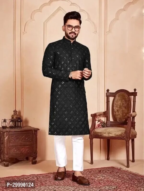 Men Embroidered Cotton Silk Straight Kurta