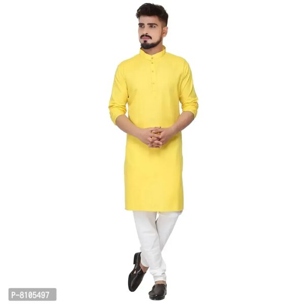 Seawind Men's Cotton Straight Kurta Pyjama Set (S (32), YELLOW)