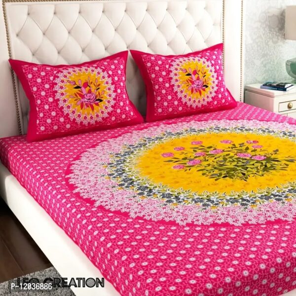 Jaipuri Pure Cotton Double Queen Bedsheet With 2 Pillow Covers