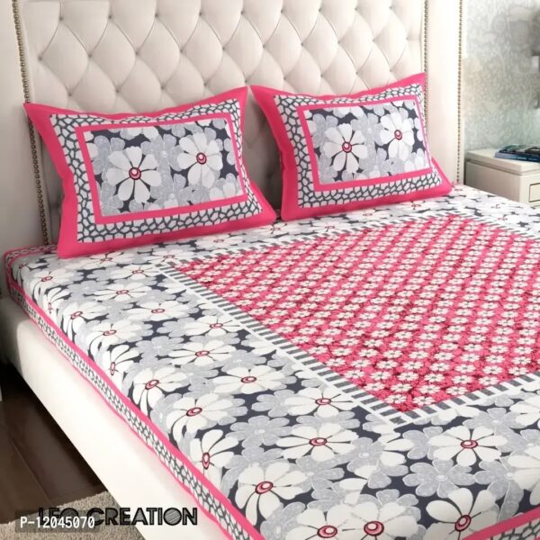 Jaipuri Pure Cotton Double Queen Bedsheet With 2 Pillow Covers