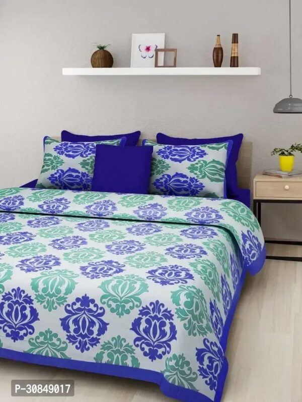 Comfortable Cotton Printed Double Bedsheet with Two Pillow Covers