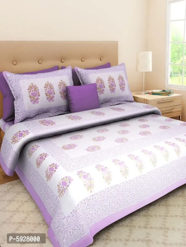 Comfortable Cotton Jaipuri Printed Double Bedsheet with Two Pillow Covers