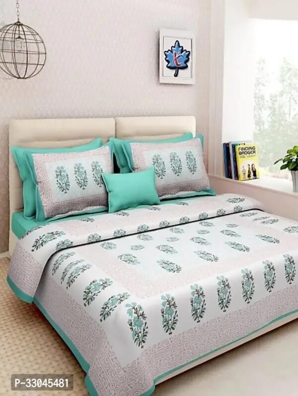 Comfortable Cotton Printed Double 1 Bedsheet + 2 Pillowcovers